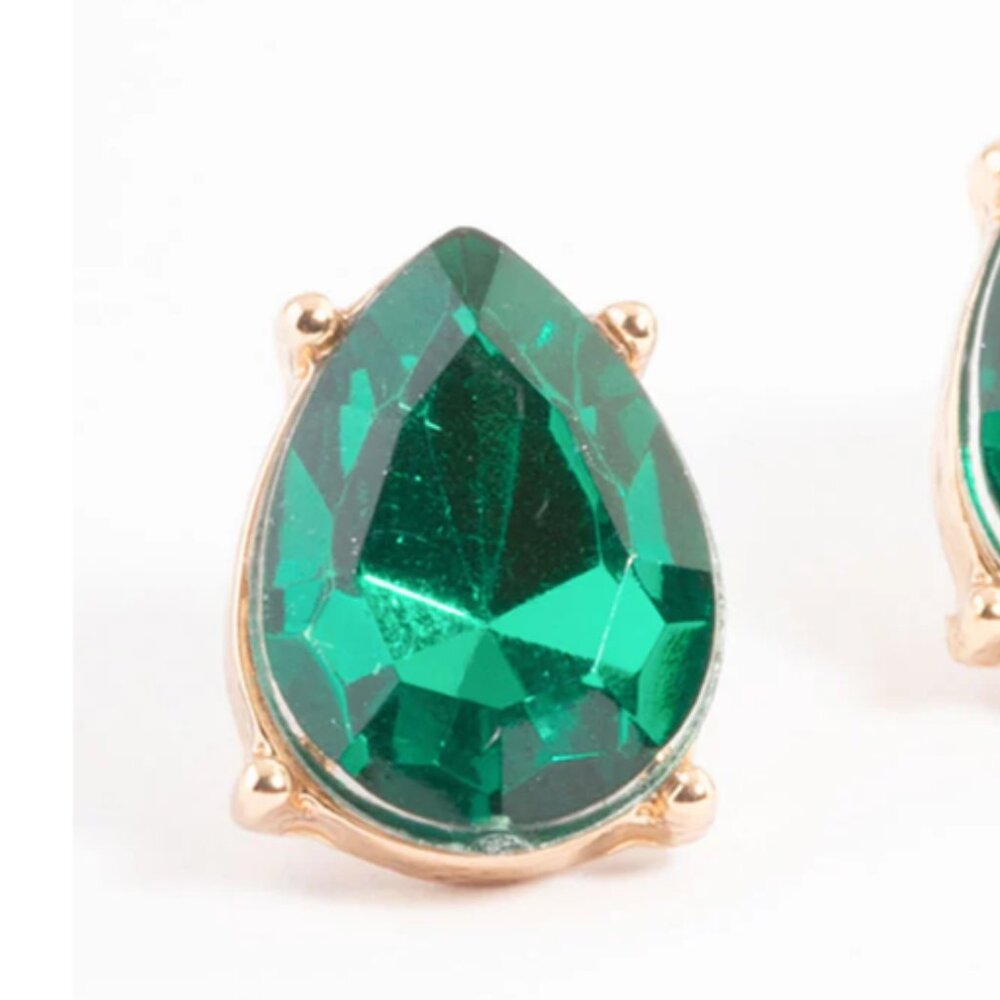 Green Pear Stud Earrings - Picture 2 of 3